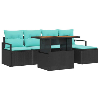 Tuinbankenset 6 st Zwart en Teal