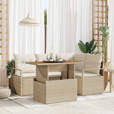 Tuinbankenset 5 st 4-Aantal zitplaatsen Beige en Crème