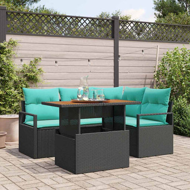 Tuinbankenset 5 st 4-Aantal zitplaatsen Zwart en Teal