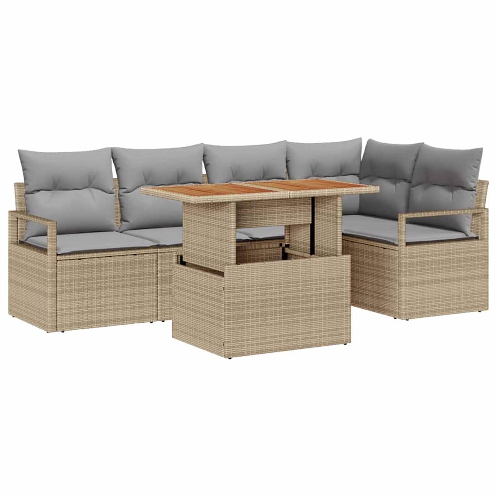 Tuinbankenset 6 st 5-Aantal zitplaatsen Beige en Grijs