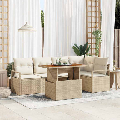 Tuinbankenset 6 st 5-Aantal zitplaatsen Beige en Crème