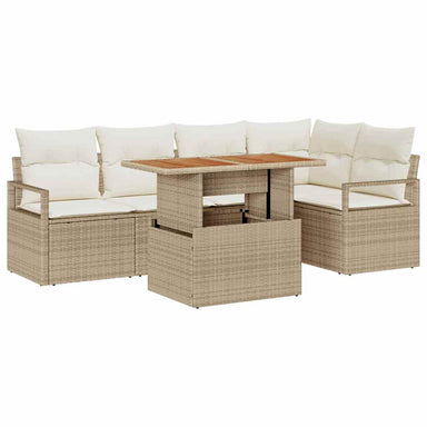 Tuinbankenset 6 st 5-Aantal zitplaatsen Beige en Crème