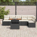 Tuinbankenset 7 st 6-Aantal zitplaatsen Zwart poly rattan