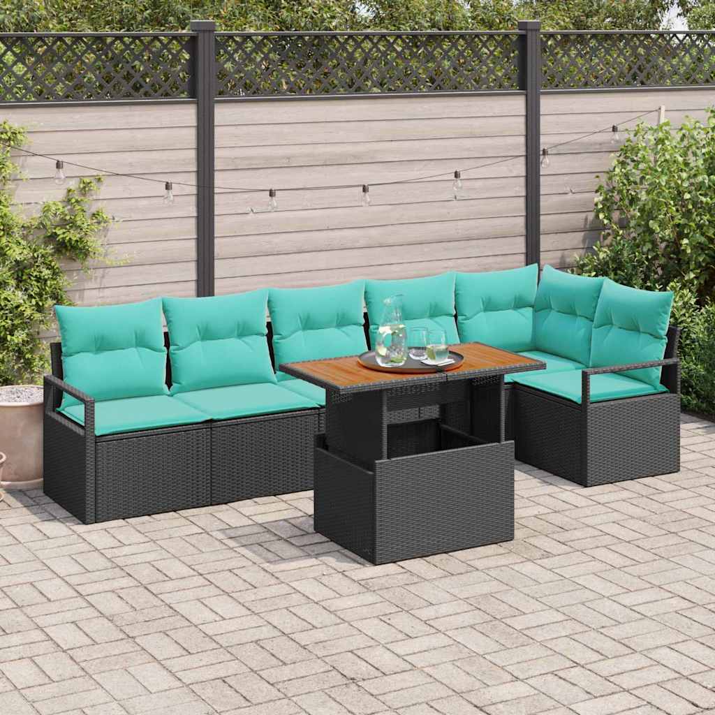 Tuinbankenset 7 st 6-Aantal zitplaatsen Zwart en Teal