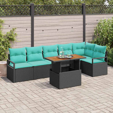 Tuinbankenset 7 st 6-Aantal zitplaatsen Zwart en Teal