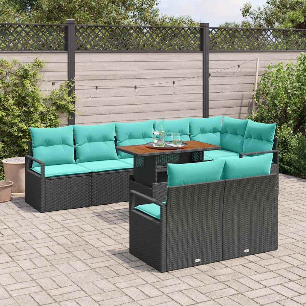 Tuinbankenset 9 st 8-Aantal zitplaatsen Zwart en Teal