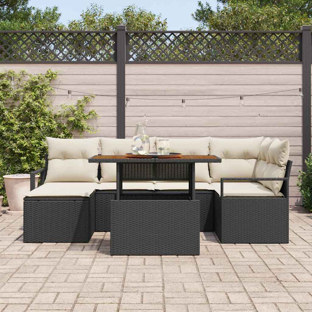 Tuinbankenset 7 pcs Zwart en Crème