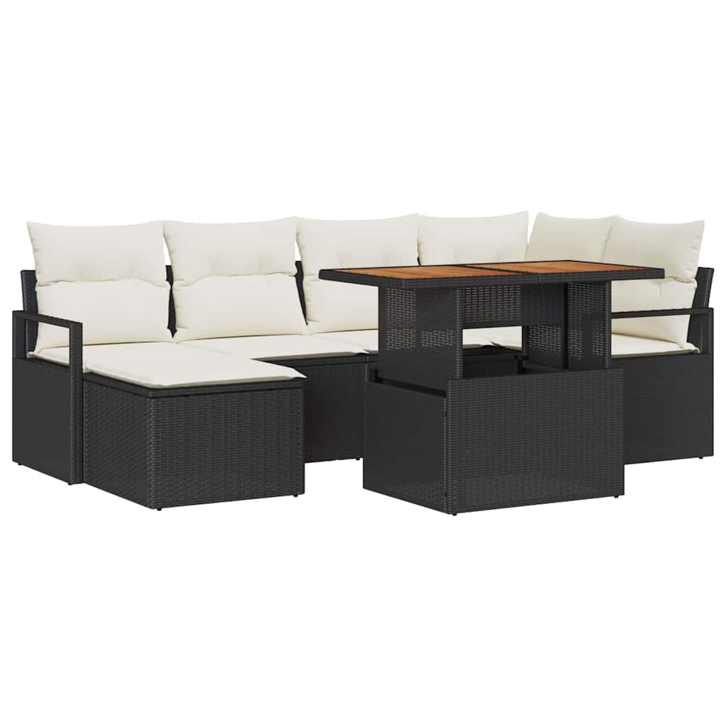 Tuinbankenset 7 pcs Zwart en Crème