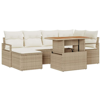 Tuinbankenset 7 st Beige poly rattan