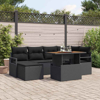 Tuinbankenset 7 st Zwart poly rattan