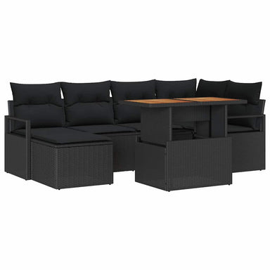 Tuinbankenset 7 st Zwart poly rattan