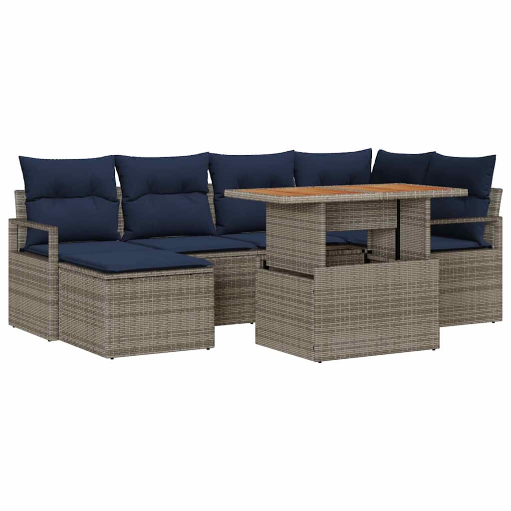 Tuinbankenset 7 st Grijs poly rattan