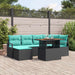 Tuinbankenset 7 st Zwart en Teal poly rattan