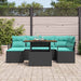 Tuinbankenset 7 st Zwart en Teal poly rattan