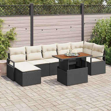 Tuinbankenset 8 st Zwart en Crème