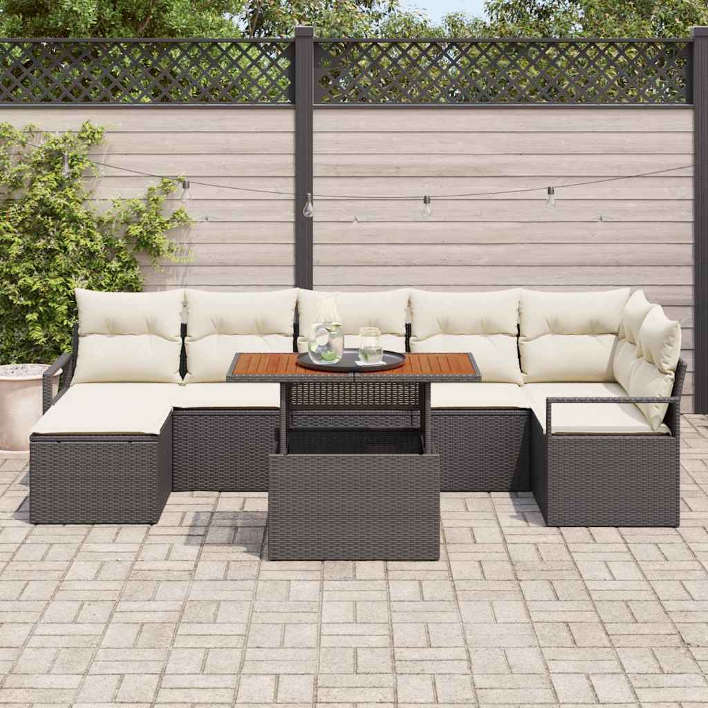 Tuinbankenset 8 st Zwart en Crème