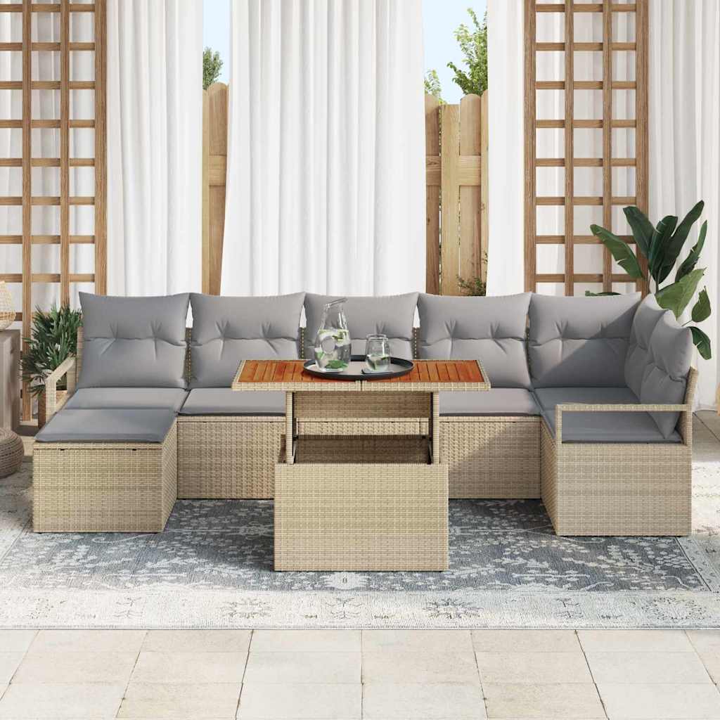 Tuinbankenset 8 st Beige en Grijs