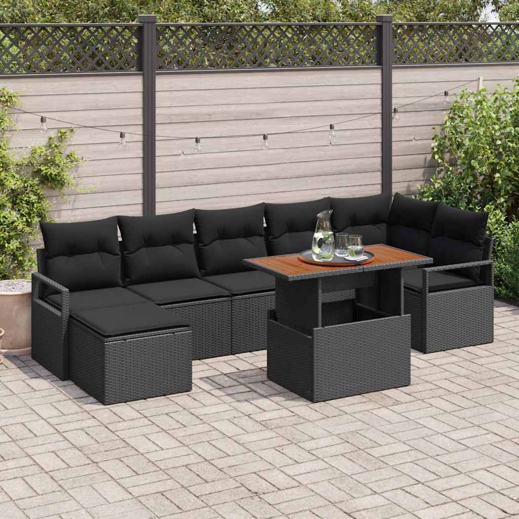 Tuinbankenset 8 st Zwart en Bruin