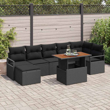 Tuinbankenset 8 st Zwart en Bruin