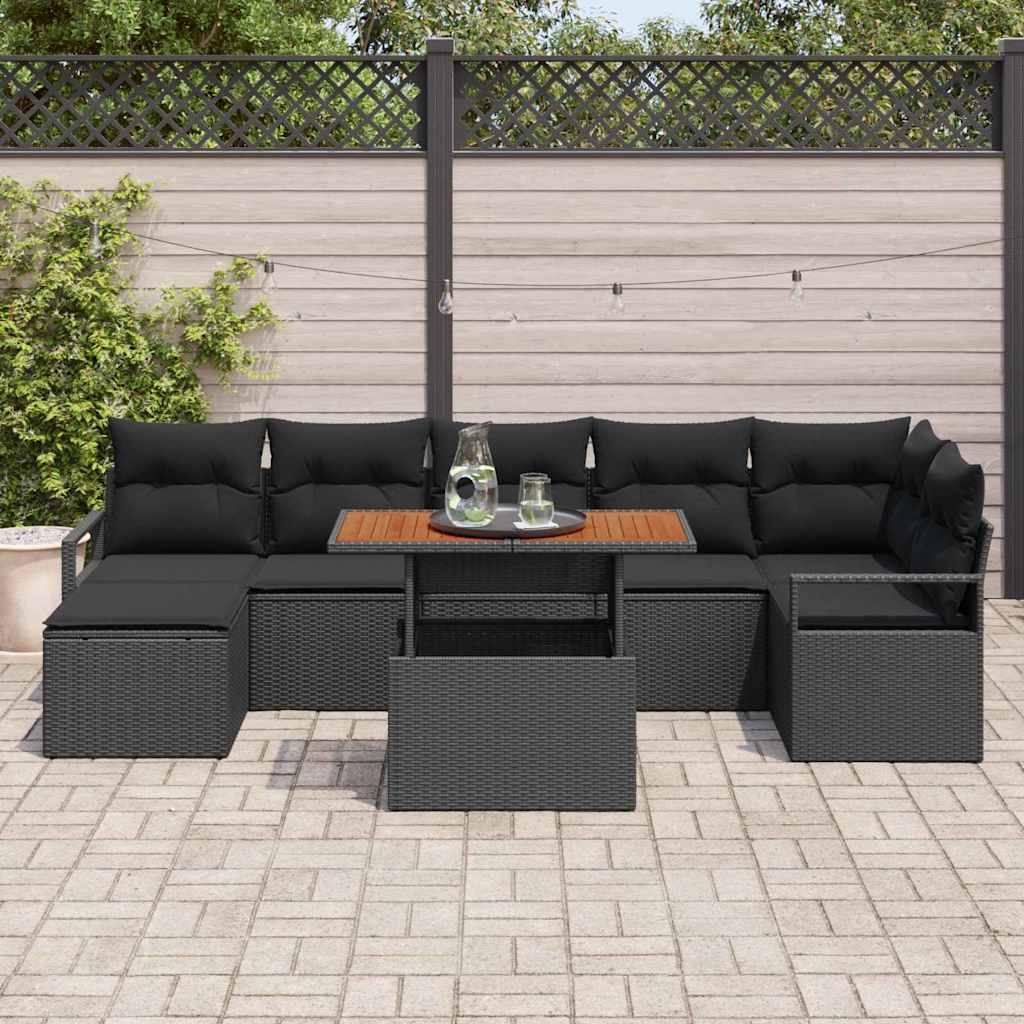 Tuinbankenset 8 st Zwart en Bruin