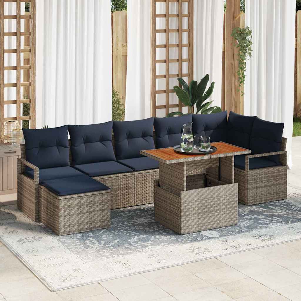 Tuinbankenset 8 st Grijs poly rattan