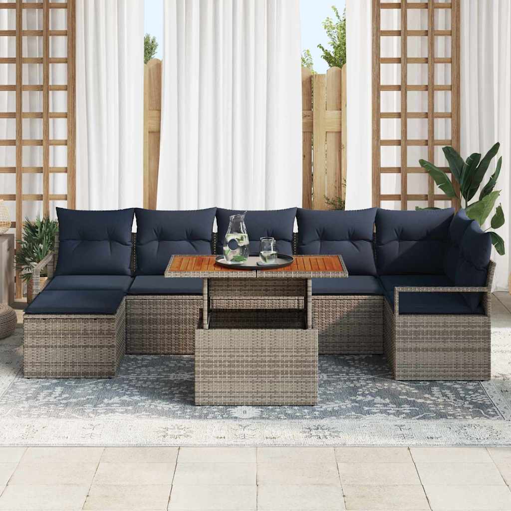 Tuinbankenset 8 st Grijs poly rattan