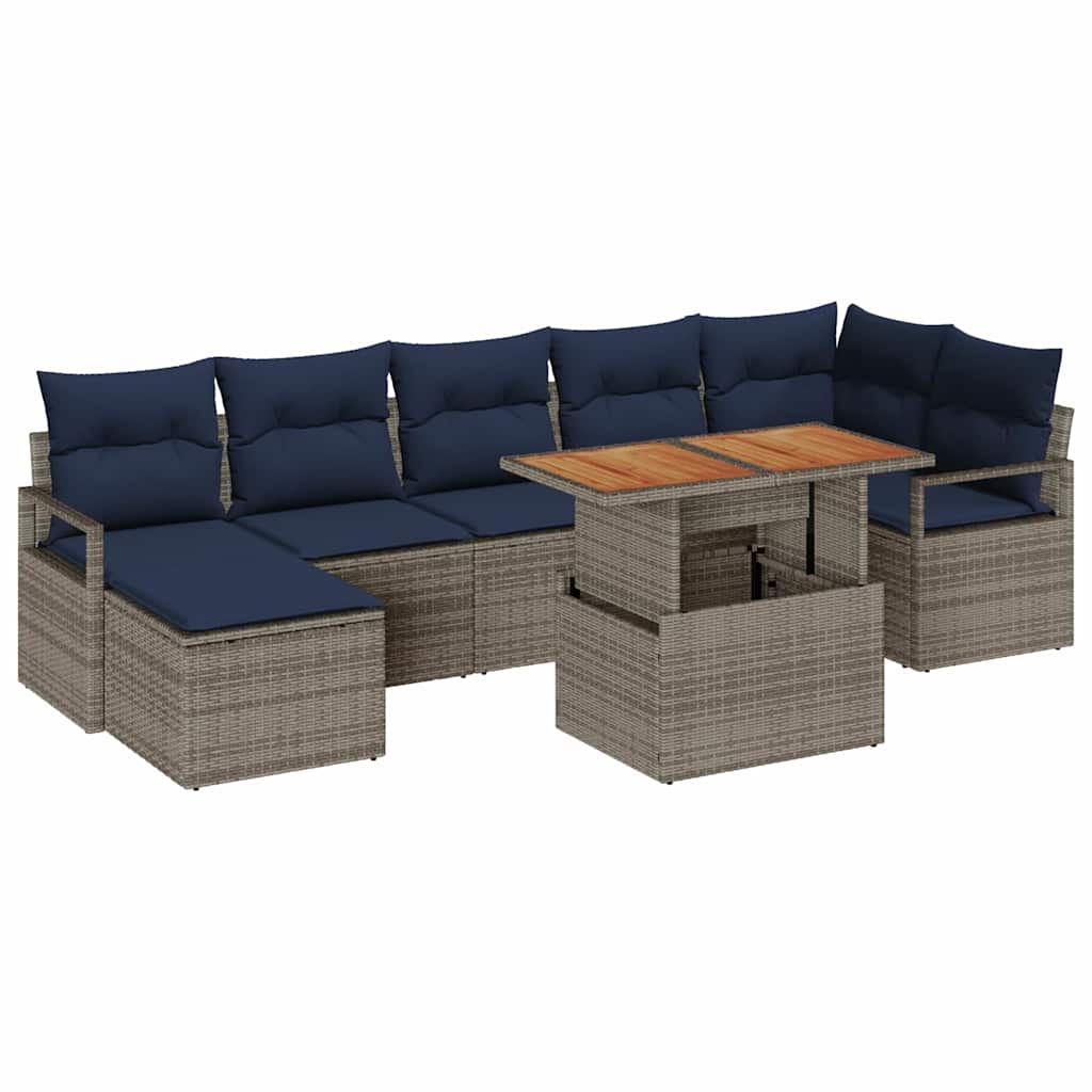 Tuinbankenset 8 st Grijs poly rattan