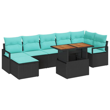 Tuinbankenset 8 st Zwart en Teal poly rattan