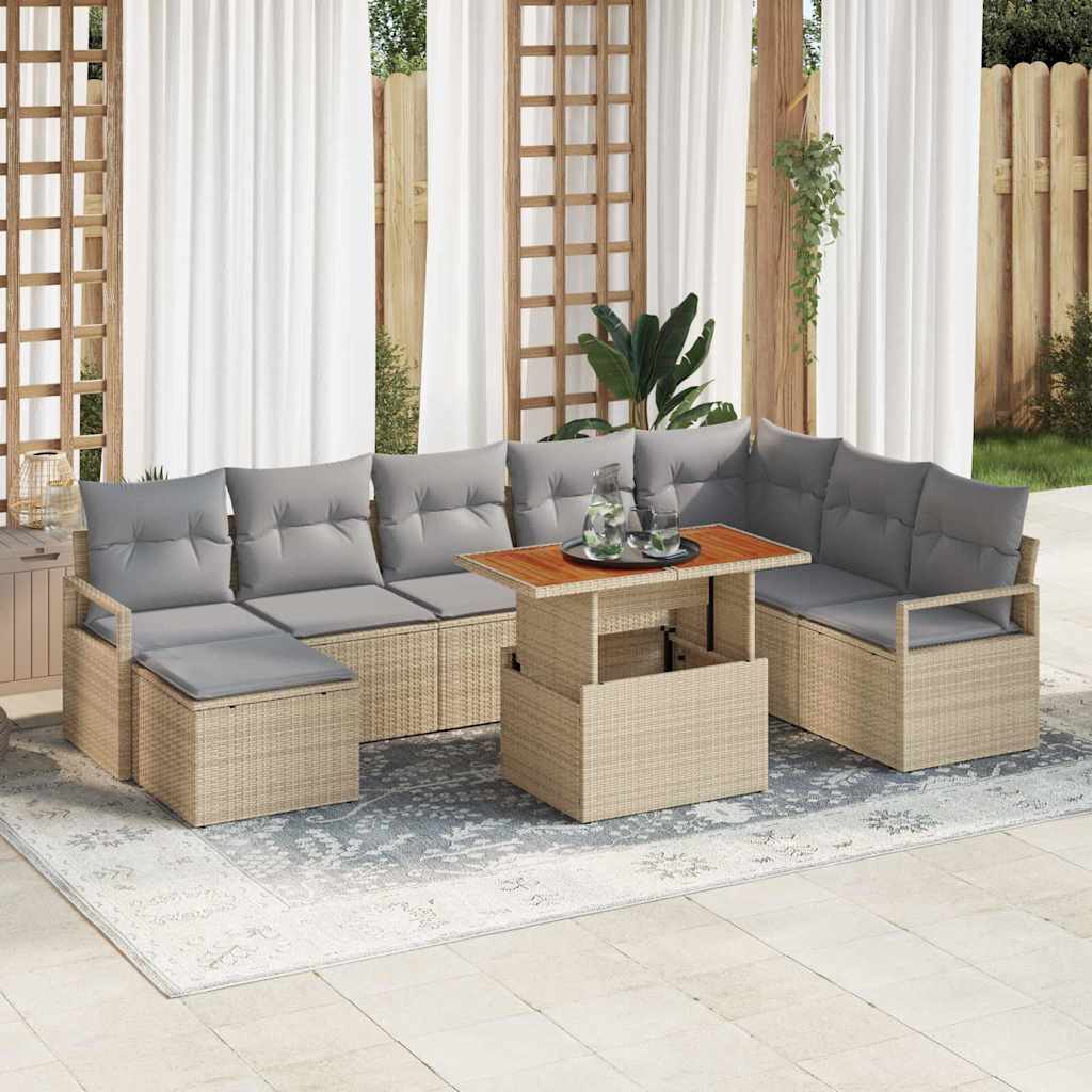Tuinbankenset 9 st Beige en Grijs