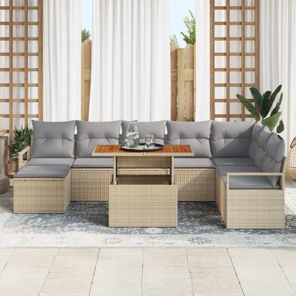 Tuinbankenset 9 st Beige en Grijs