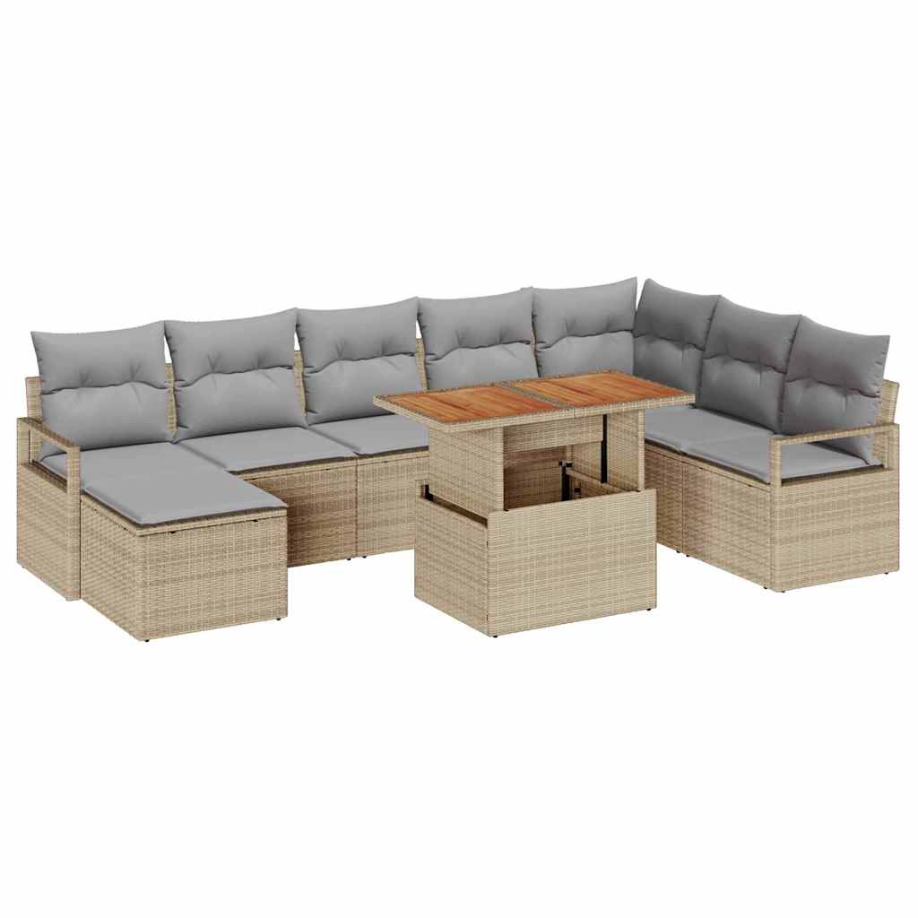 Tuinbankenset 9 st Beige en Grijs