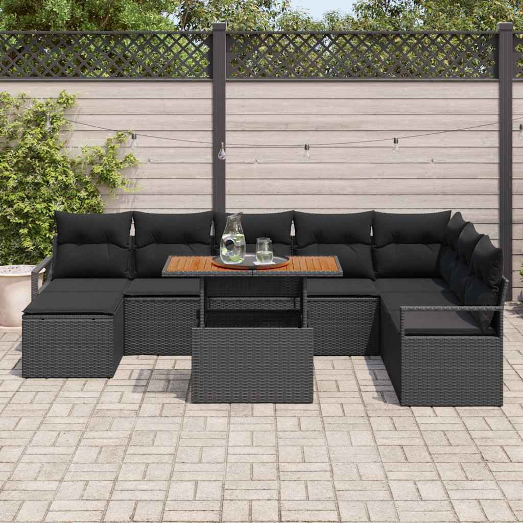 Tuinbankenset 9 st Zwart en Bruin