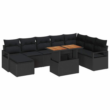 Tuinbankenset 9 st Zwart en Bruin