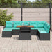 Tuinbankenset 9 st Zwart en Teal