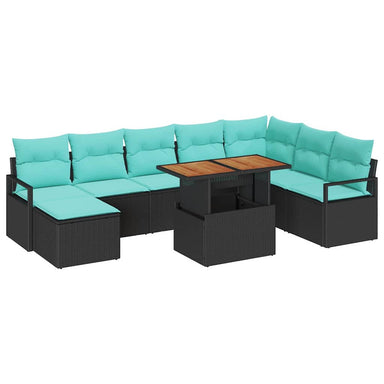 Tuinbankenset 9 st Zwart en Teal