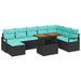 Tuinbankenset 9 st Zwart en Teal