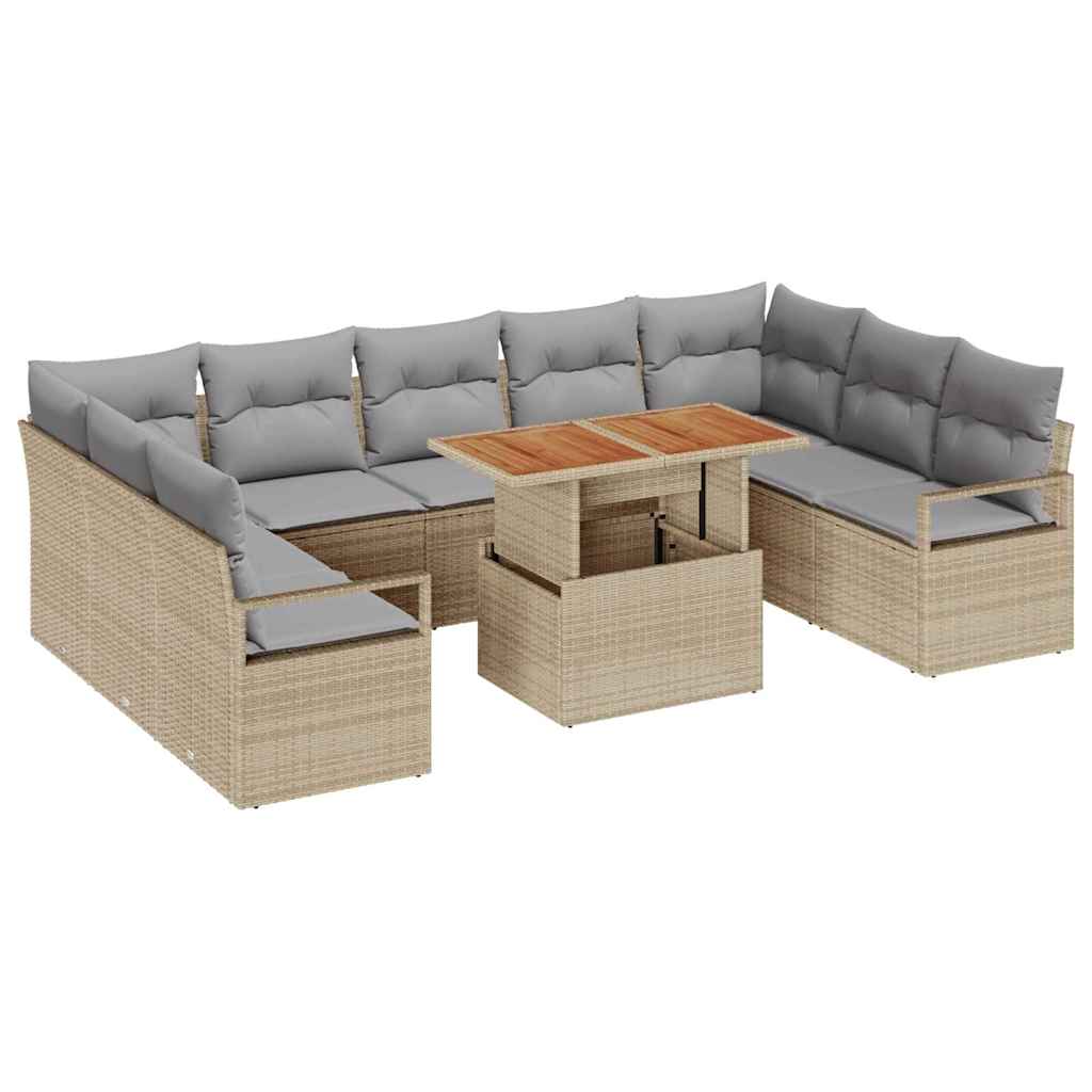 Tuinbankenset 10 st 9-Aantal zitplaatsen Beige en Grijs