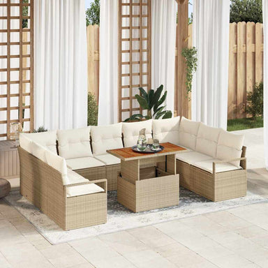 Tuinbankenset 10 st 9-Aantal zitplaatsen Beige en Crème