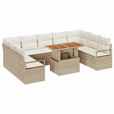 Tuinbankenset 10 st 9-Aantal zitplaatsen Beige en Crème