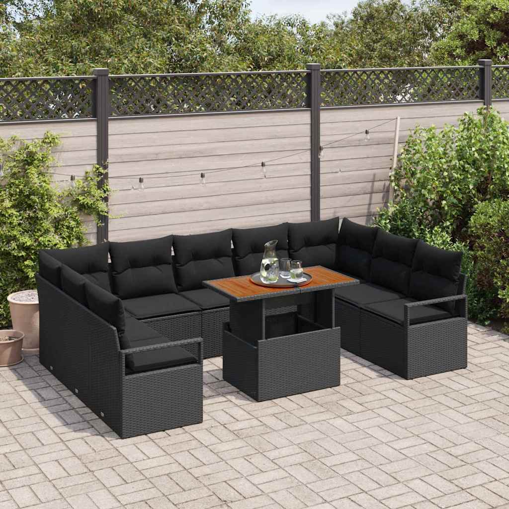 Tuinbankenset 10 st 9-Aantal zitplaatsen Zwart en Bruin