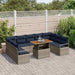 Tuinbankenset 10 st 9-Aantal zitplaatsen Grijs en Marineblauw