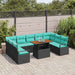 Tuinbankenset 10 st 9-Aantal zitplaatsen Zwart en Teal