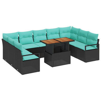 Tuinbankenset 10 st 9-Aantal zitplaatsen Zwart en Teal