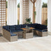 Tuinbankenset 11 st 10-Aantal zitplaatsen Grijs en Marineblauw