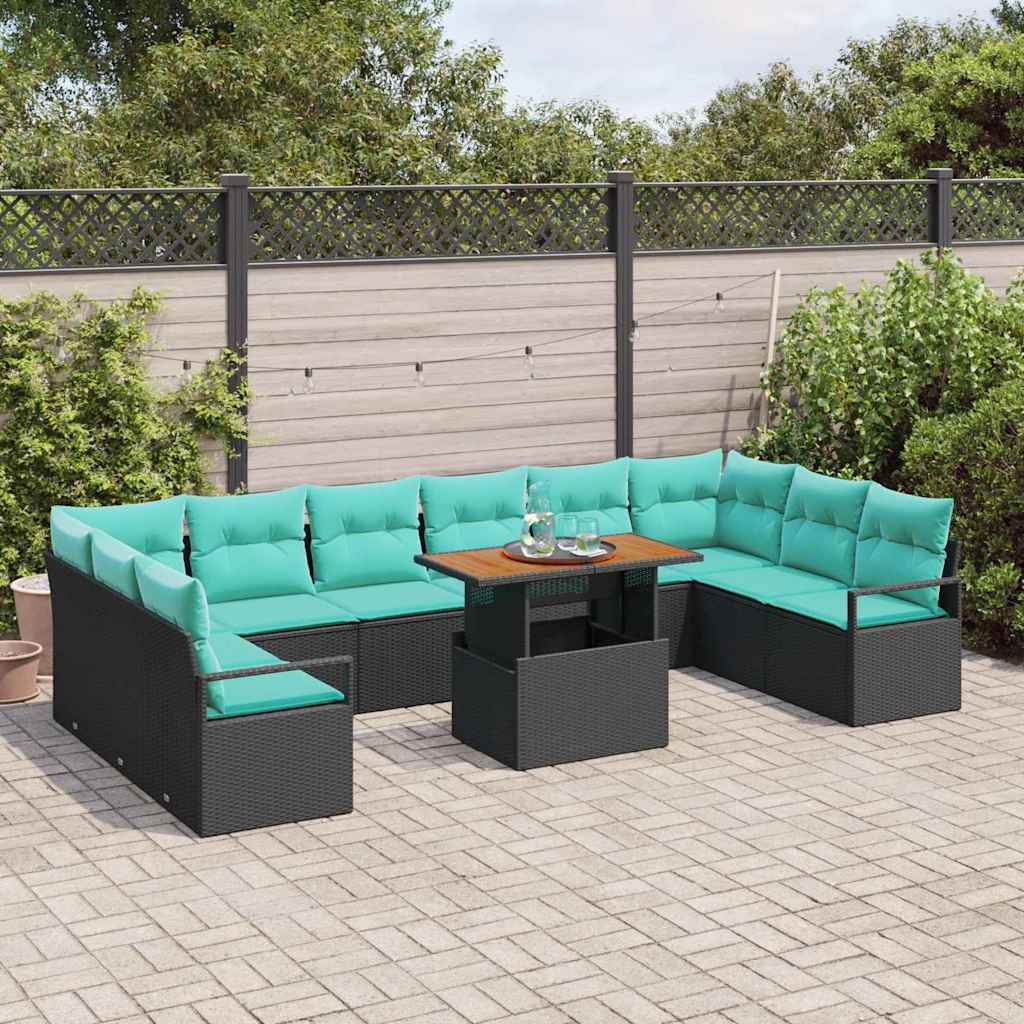 Tuinbankenset 11 st 10-Aantal zitplaatsen Zwart en Teal