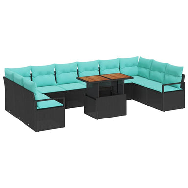 Tuinbankenset 11 st 10-Aantal zitplaatsen Zwart en Teal