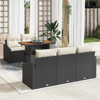 Tuinbankenset 6 st Zwart en Crème