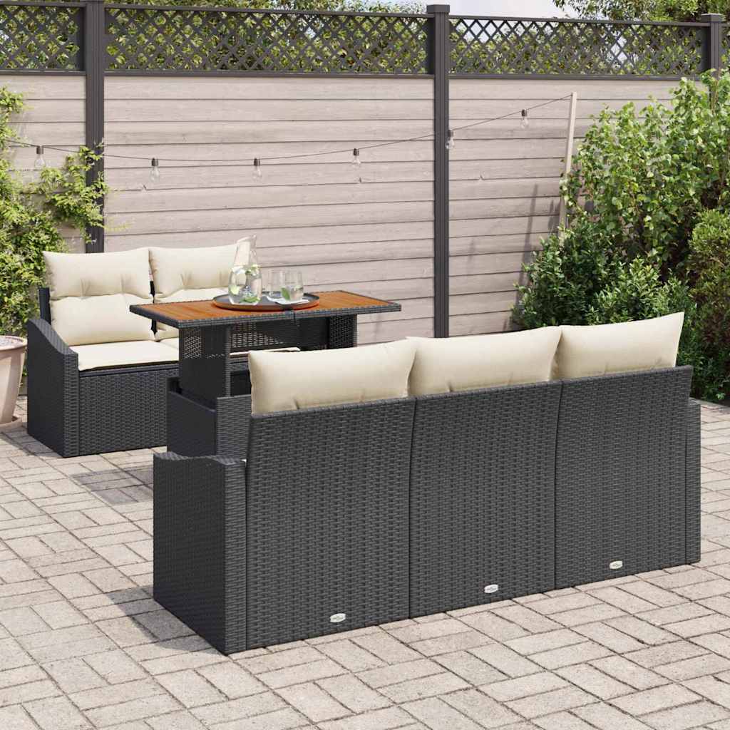 Tuinbankenset 6 st Zwart en Crème