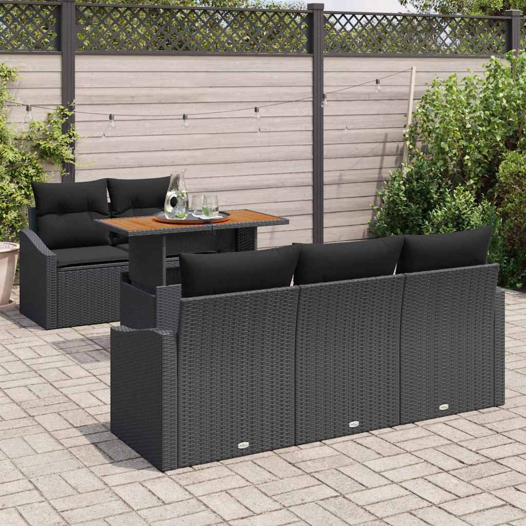 Tuinbankenset 6 st Zwart en Bruin