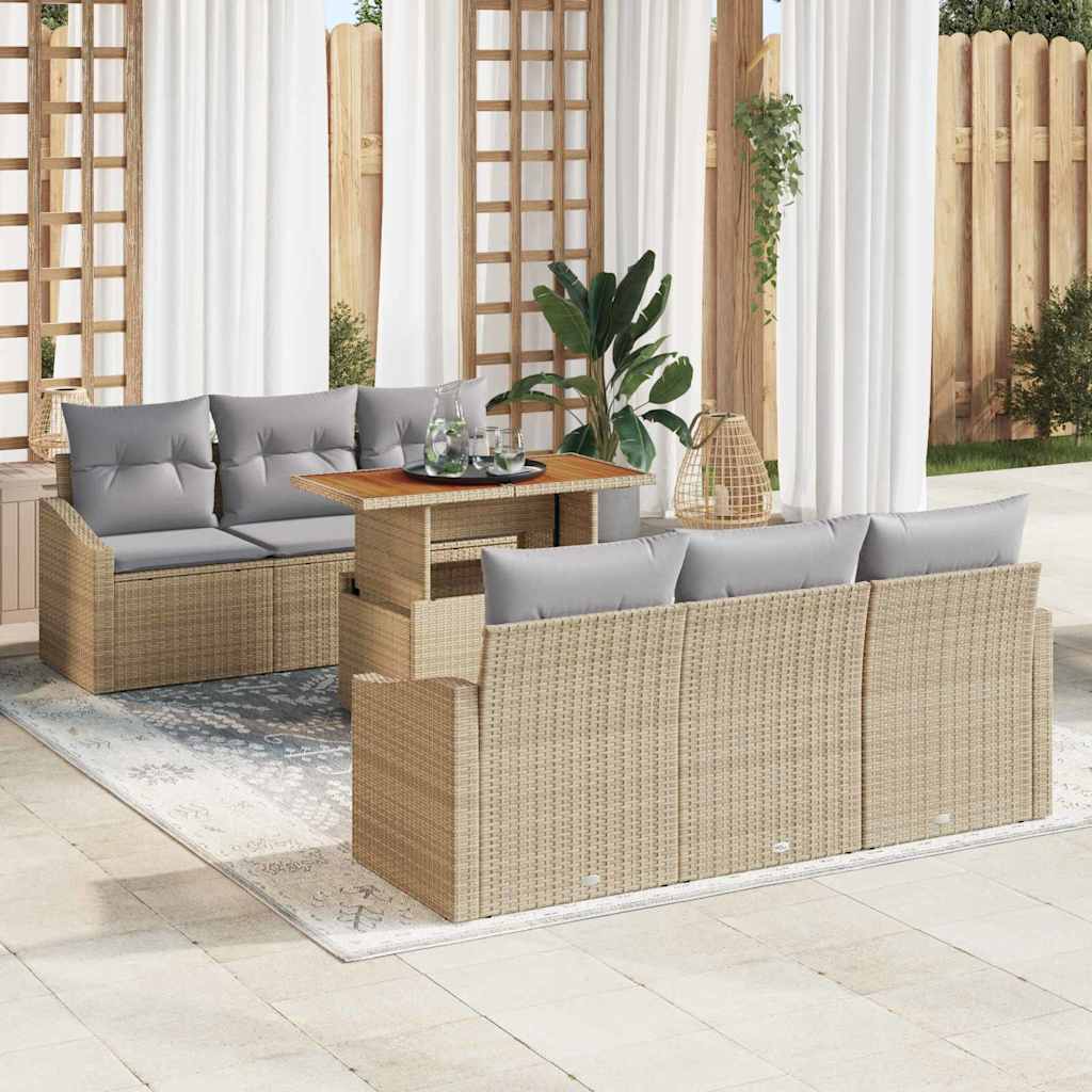 Tuinbankenset 7 st Beige en Grijs